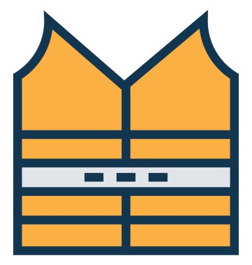 İnşaat Emanet yelek satır ve dolgu rengiyle Anahat vektör simgesi