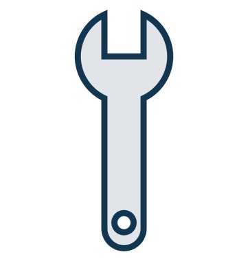 İngiliz anahtarı satır ve dolgu rengiyle Anahat vektör simgesi