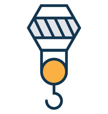 Vinç Lifter satır ve dolgu rengiyle Anahat vektör simgesi