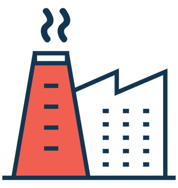 Nükleer santral satır ve dolgu rengiyle Anahat vektör simgesi