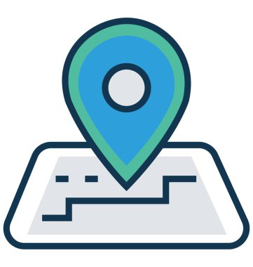 Harita PIN satır ve dolgu rengiyle Anahat vektör simgesi