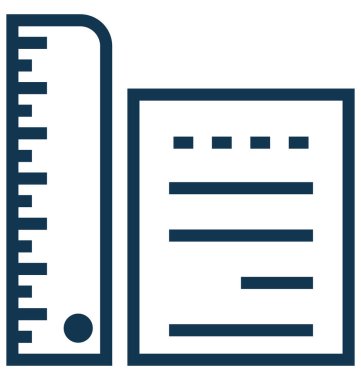 İnşaat ölçüm kağıt satır ve dolgu rengiyle Anahat vektör simgesi