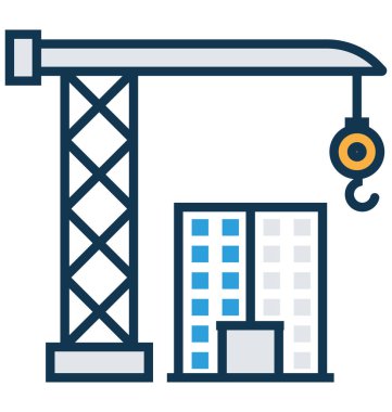 Çizgi ve dolgu rengiyle Anahat vektör simge yükleme vinç