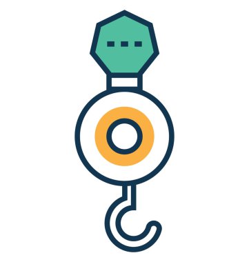 Vinç Lifter satır ve dolgu rengiyle Anahat vektör simgesi