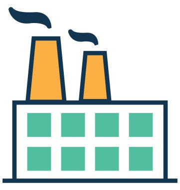 Nükleer santral satır ve dolgu rengiyle Anahat vektör simgesi