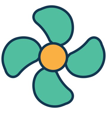 Fan hattı ve dolgu rengiyle Anahat vektör simgesi