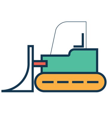 Buldozer vinç satır ve dolgu rengiyle Anahat vektör simgesi