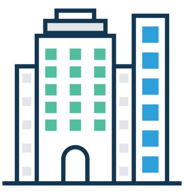 Binalar satır ve dolgu rengiyle Anahat vektör simgesi