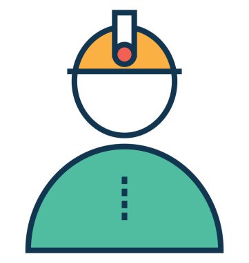 Mühendis satır ve dolgu rengiyle Anahat vektör simgesi