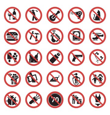 yasak ve yasak vektör simgesi