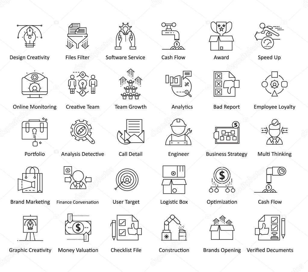 Business Concepts Line Vector icons Isolated and Editable