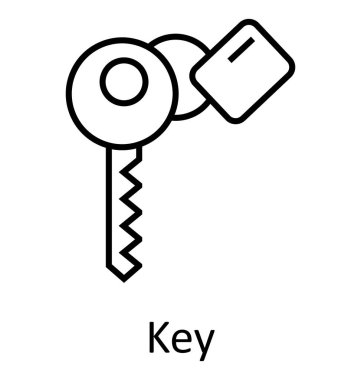 Anahtar veya anahtar oda satırı izole vektör simgesi düzenlenebilir