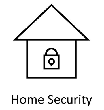 Ev güvenlik veya kilitli ev hat izole vektör simge düzenlenebilir