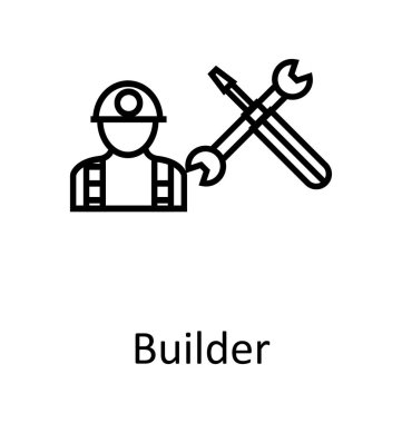 Mühendis veya Avatar çizgi izole vektör simge düzenlenebilir 