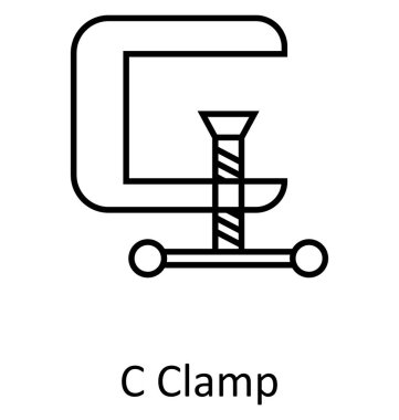 C kelepçe veya G kelepçe hat izole vektör simge düzenlenebilir