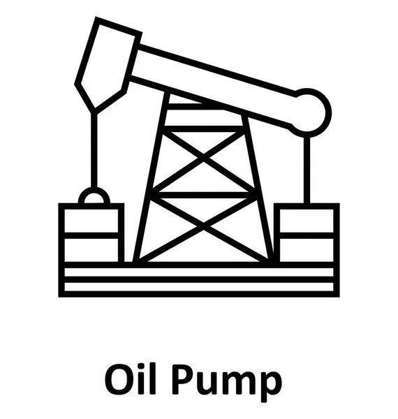 Olaj Szivattyú Jack Vagy Pumpjack Vonal Elszigetelt Vector Icon Szerkeszthető — Stock Vector