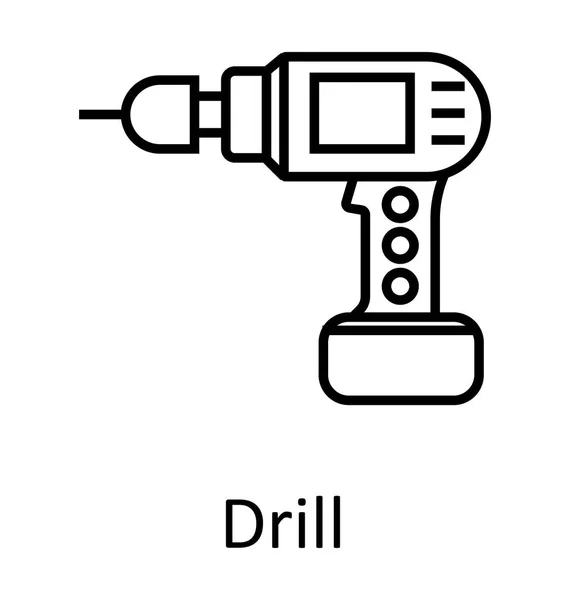 Dig Machine Drill Line Isolated Vector Icon Editable — стоковый вектор