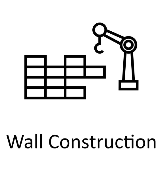 Konstrukcja Ściany Lub Cegły Ściany Budowlane Linia Białym Tle Wektor — Wektor stockowy