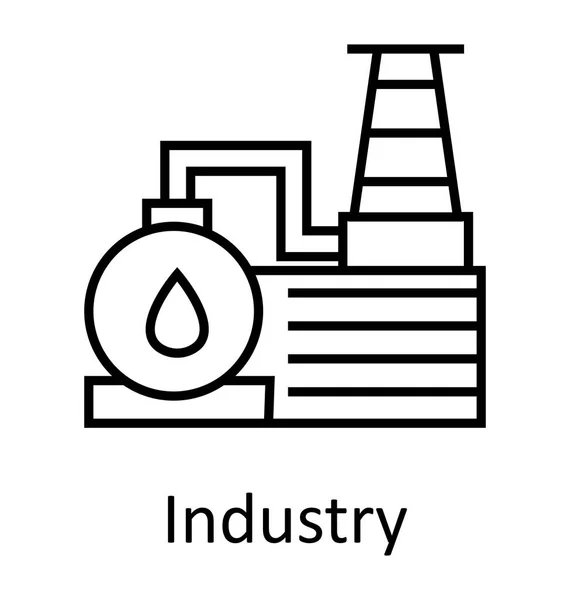 Factory Industry Line Isolated Vector Icon Editable — Stock Vector