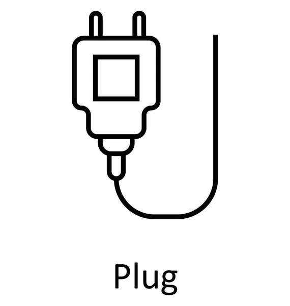 Power Plug Linie Izolované Vektorové Ikonu Upravitelné Nebo Plug — Stockový vektor