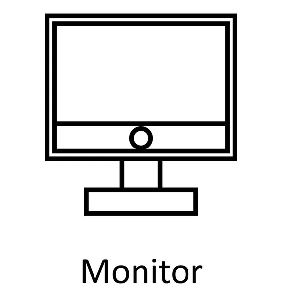 Lcd Monitor Line Isolated Vector Icon Editable — стоковый вектор