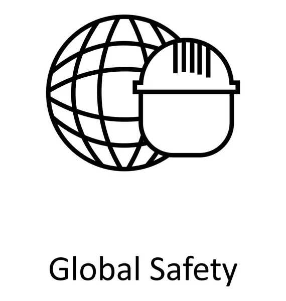 Icône Vectorielle Isolée Ligne Globale Sécurité Mondiale Modifiable — Image vectorielle