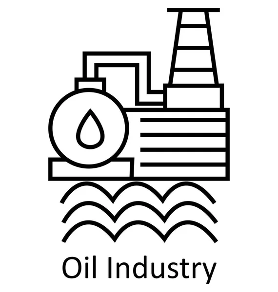 Oil Industry Oil Factory Line Isolated Vector Icon Editable — Stock Vector