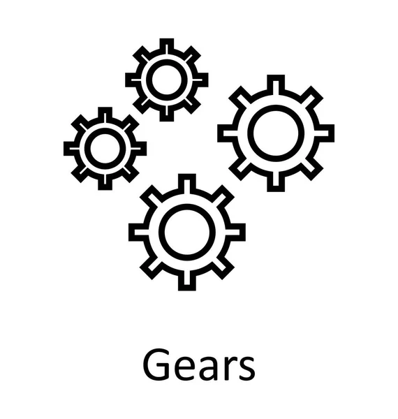 Cogs Gears Line Isolated Vector Icon Editável — Vetor de Stock