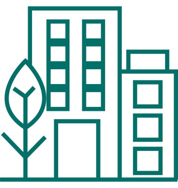 Daireler ya da ofis bloğu satırı vektör izole simgesi