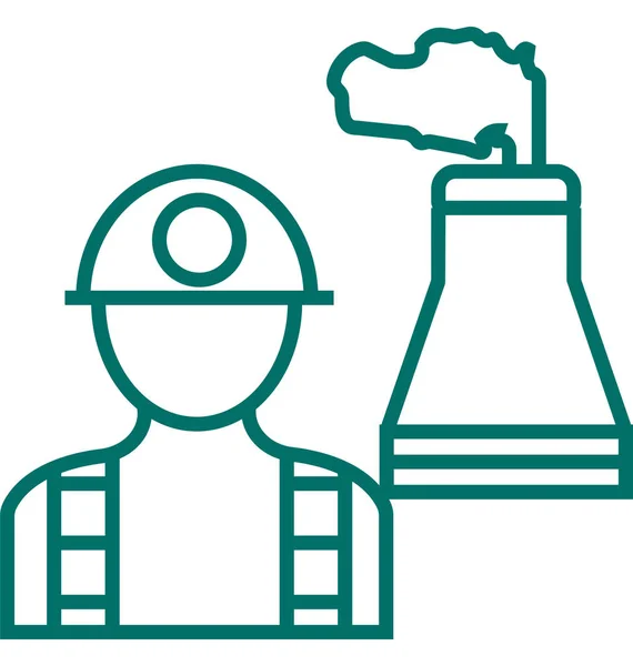 Icône Isolée Vectorielle Ligne Travailleur Ingénieur — Image vectorielle