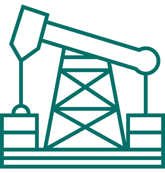 Oil Pump Jack Pumpjack Line Vector Isolated Icon — Stock Vector