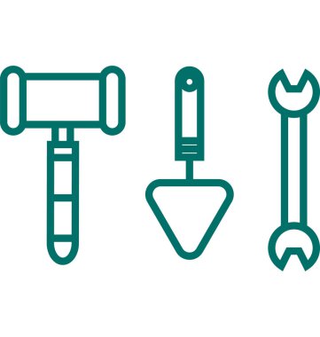 Somun anahtarı ve mala İnşaat araçları 