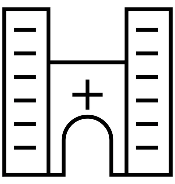 Hospital Linha Construção Isolado Vector Ícone —  Vetores de Stock
