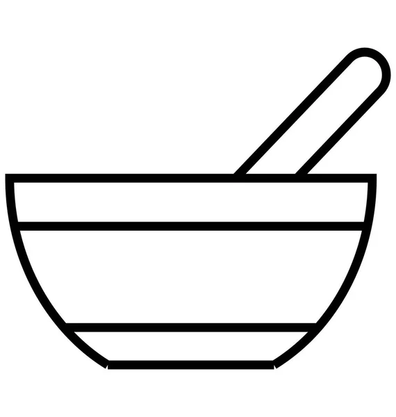 Mortar Pestle Line Isolated Vector Icon — Stock Vector