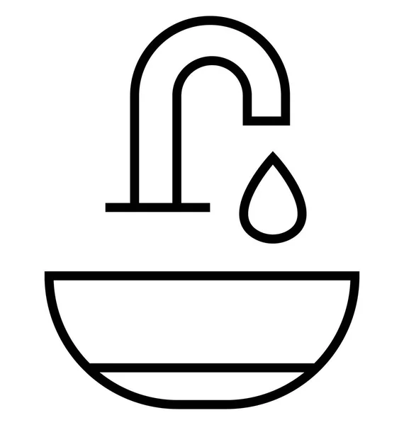 Wash Basin Line Isolated Vector Icon — Stock Vector