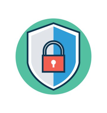 Kilitli koruma çizgi ve dolgu rengi düzenlenebilir vektör simgesi olan 