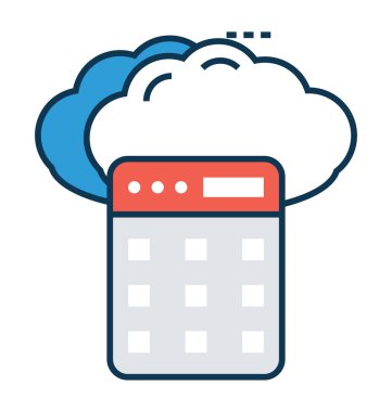 Bulut düzen çizgi ve dolgu rengi düzenlenebilir vektör simgesi olan 