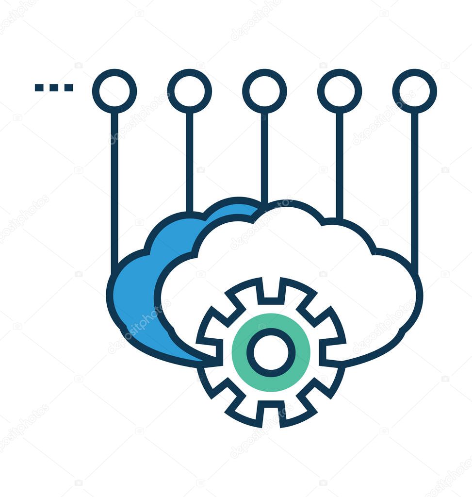Cloud Settings Line And Fill With Color Editable Vector Icon 
