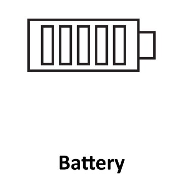 Pil izole çizgi vektör simgesi düzenlenebilir