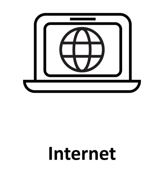 Internet Isolierte Zeilenvektorsymbol Editierbar — Stockvektor