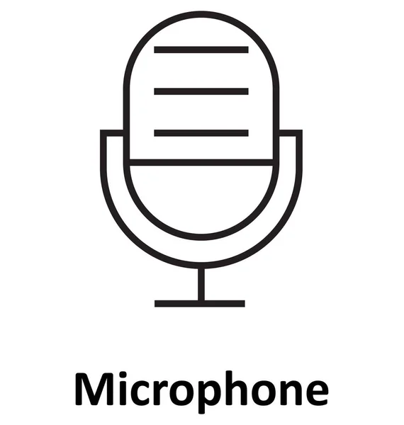 Microfoon Geïsoleerde Lijn Vector Icon Bewerkbare — Stockvector