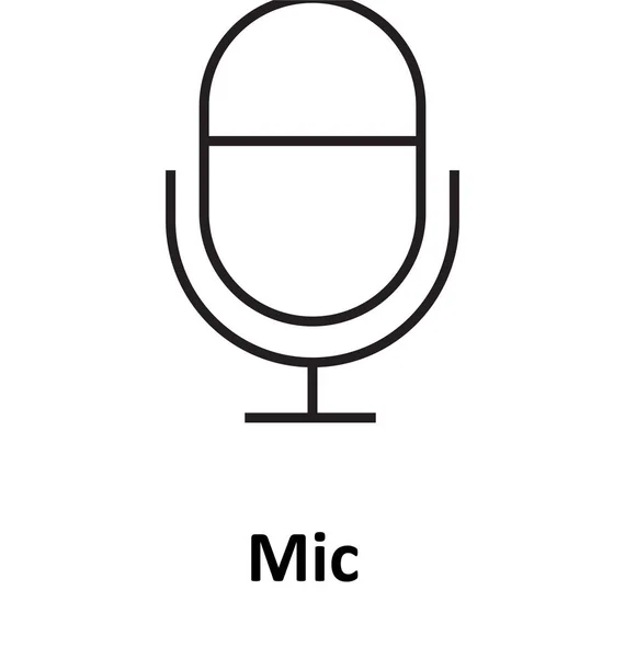 Micrófono Aislado Línea Vectorial Icono Editable — Vector de stock