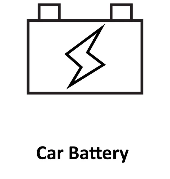 Bateria Carro Isolated Line Vector Icon Editável — Vetor de Stock