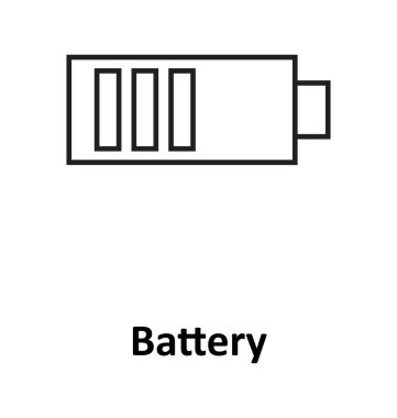 Pil izole çizgi vektör simgesi düzenlenebilir