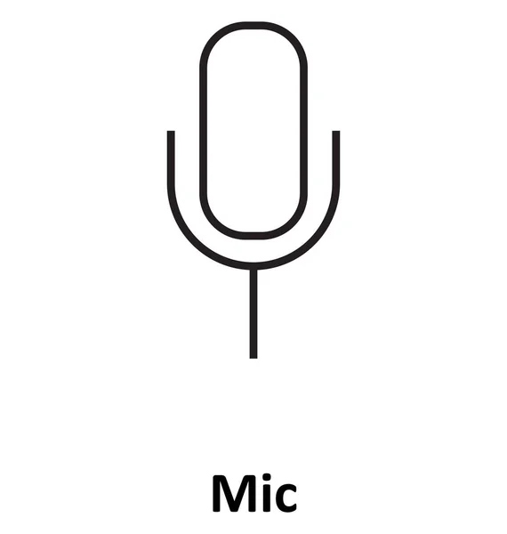 Micrófono Aislado Línea Vectorial Icono Editable — Vector de stock