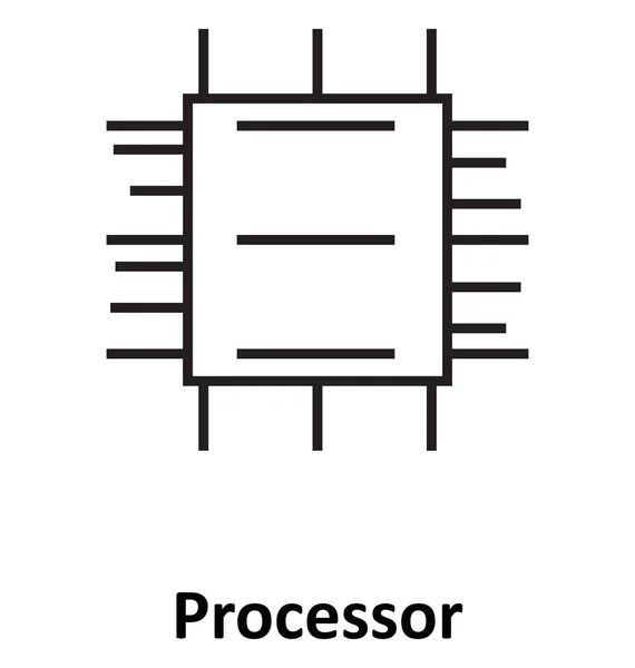 Chip Processador Isolated Line Vector Icon Editável — Vetor de Stock