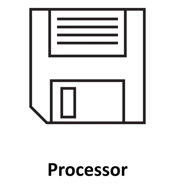 Floppy Línea Aislada Vector Icono Editable — Vector de stock