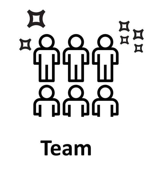 Teamwork Line Isolated Vector Icon Editable — Stock Vector