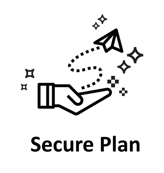 Secure Plan Line Isoliertes Vektorsymbol Editierbar — Stockvektor