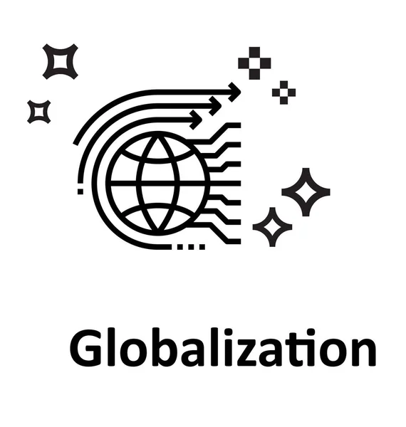 Globaliseringen Linje Isolerade Vektor Ikonen Redigerbara — Stock vektor